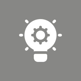 Light bulb with gear icon illustration.